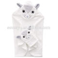 Mignon animal bébé serviette 100% de haute qualité organique bambou doux couleur blanc capuche bébé serviette de bain HDT-9012 en Chine usine